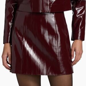 Ronny Kobo Elegant Burgundy Patent Leather Skirt
